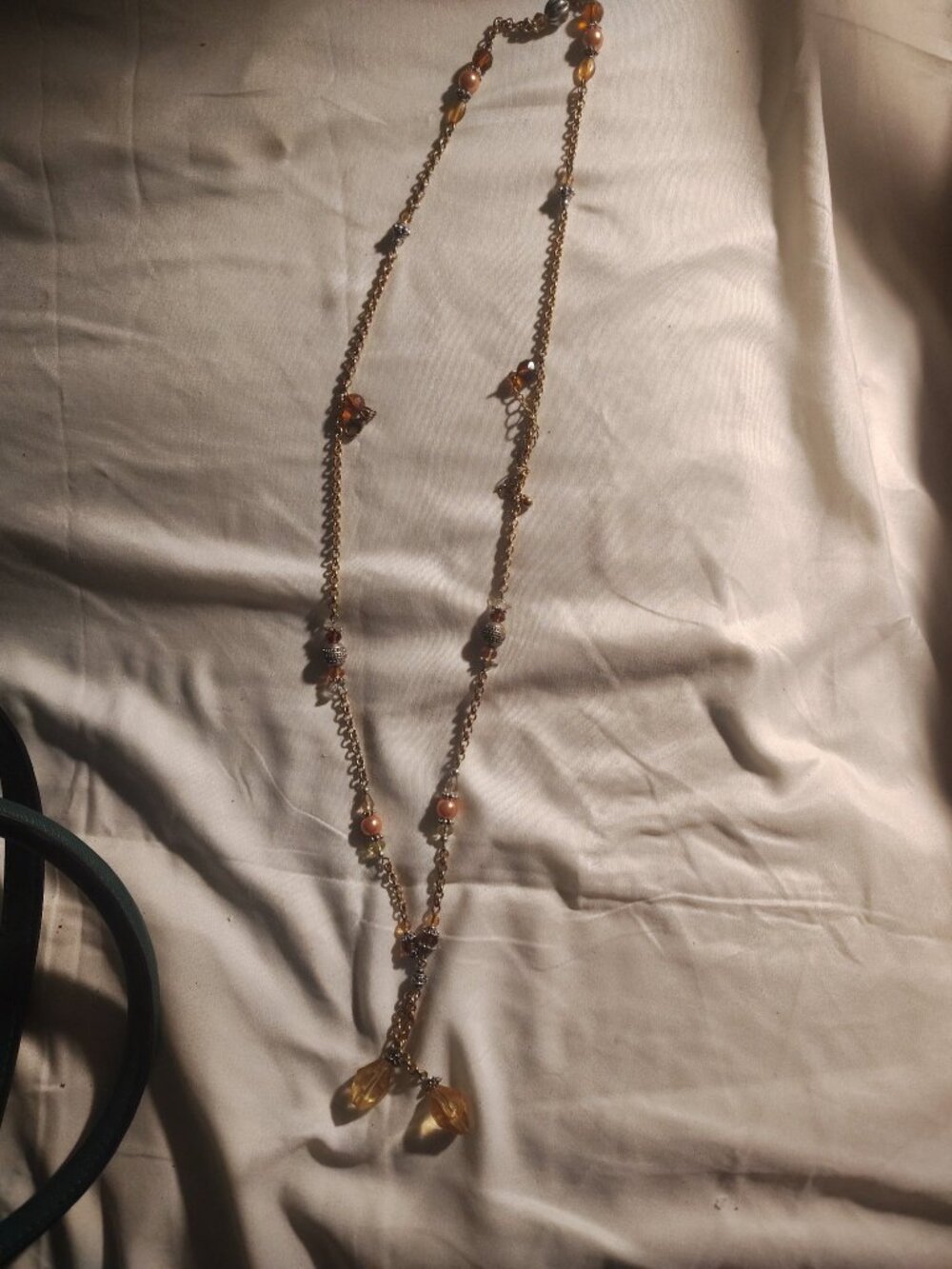 Vintage Avon Amber Beaded Long Necklace